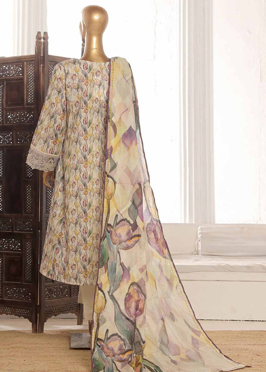 3 Piece Lawn Embroidered Frock Style Suit