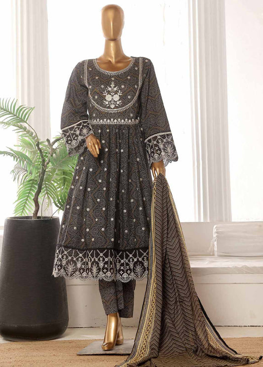 3 Piece Lawn Embroidered Frock Style Suit
