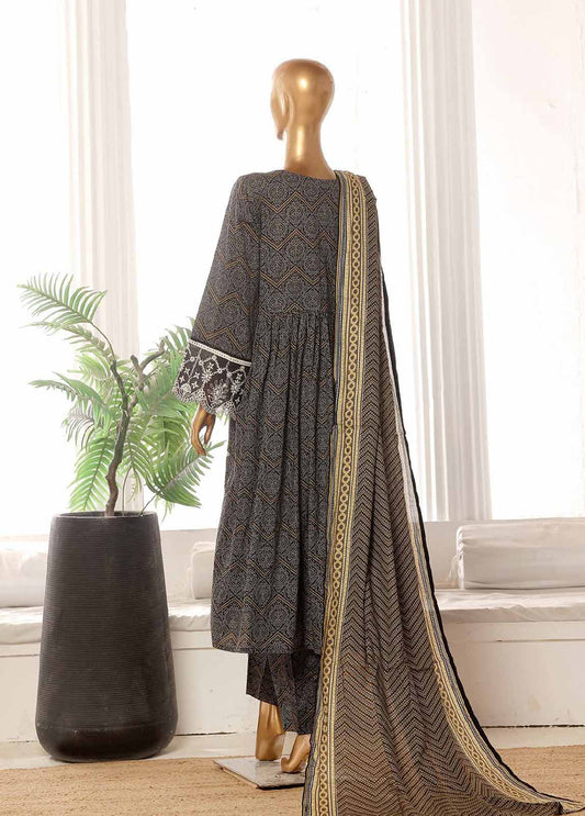 3 Piece Lawn Embroidered Frock Style Suit