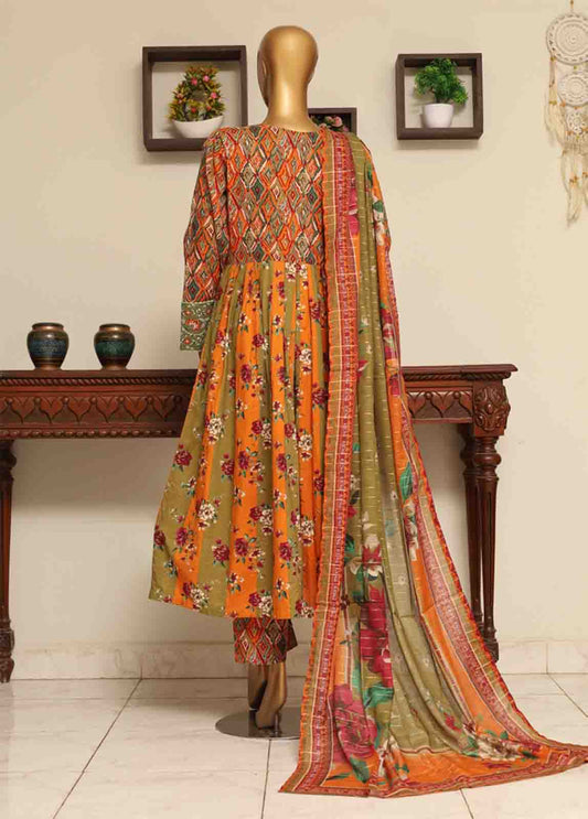 3 Piece Lawn Embroidered Frock Style Suit