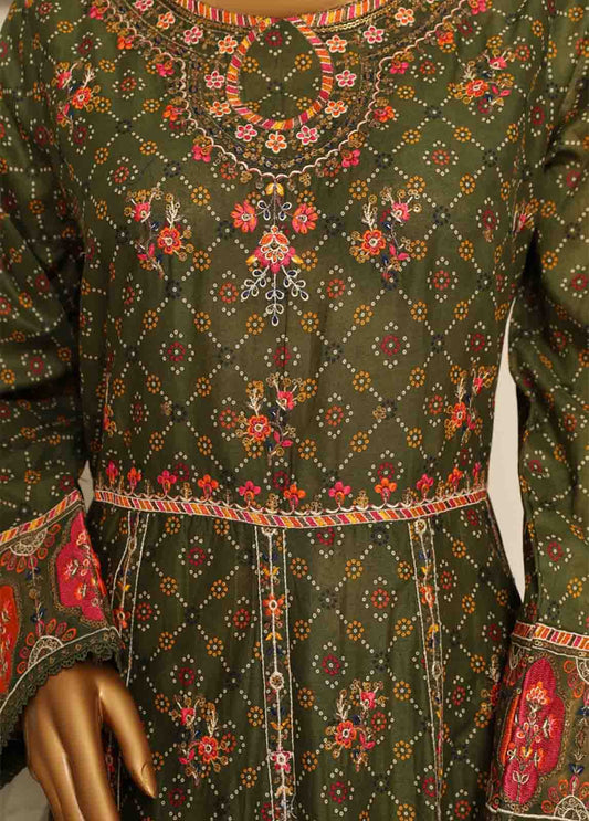 3 Piece Lawn Embroidered Frock Style Suit