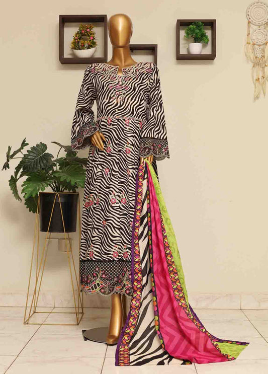3 Piece Lawn Embroidered Frock Style Suit