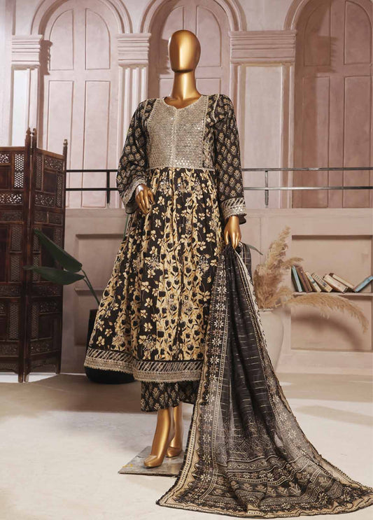 3 Piece Lawn Embroidered Frock Style Suit (Copy)