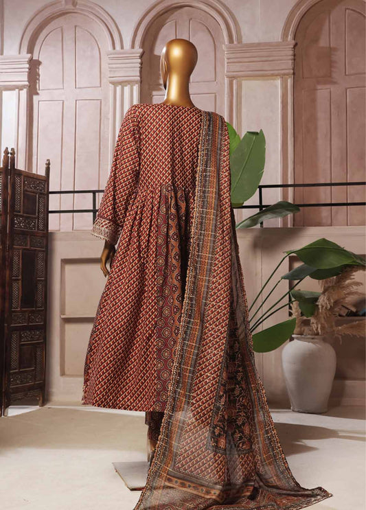 3 Piece Lawn Embroidered Frock Style Suit