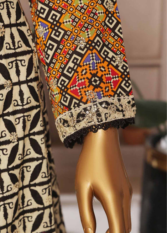 3 Piece Lawn Embroidered Frock Style Suit