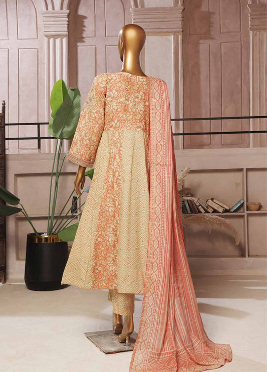 3 Piece Lawn Embroidered Frock Style Suit