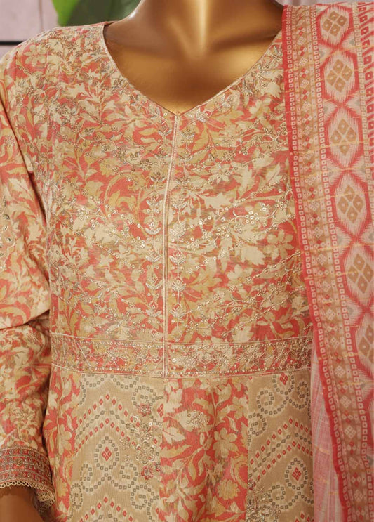 3 Piece Lawn Embroidered Frock Style Suit