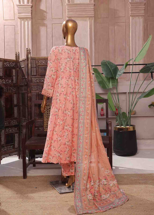 3 Piece Lawn Embroidered Frock Style Suit