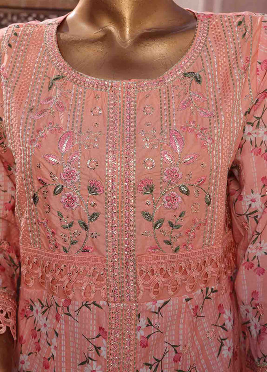 3 Piece Lawn Embroidered Frock Style Suit