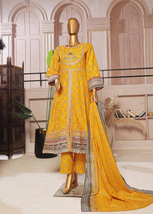 3 Piece Lawn Embroidered Frock Style Suit
