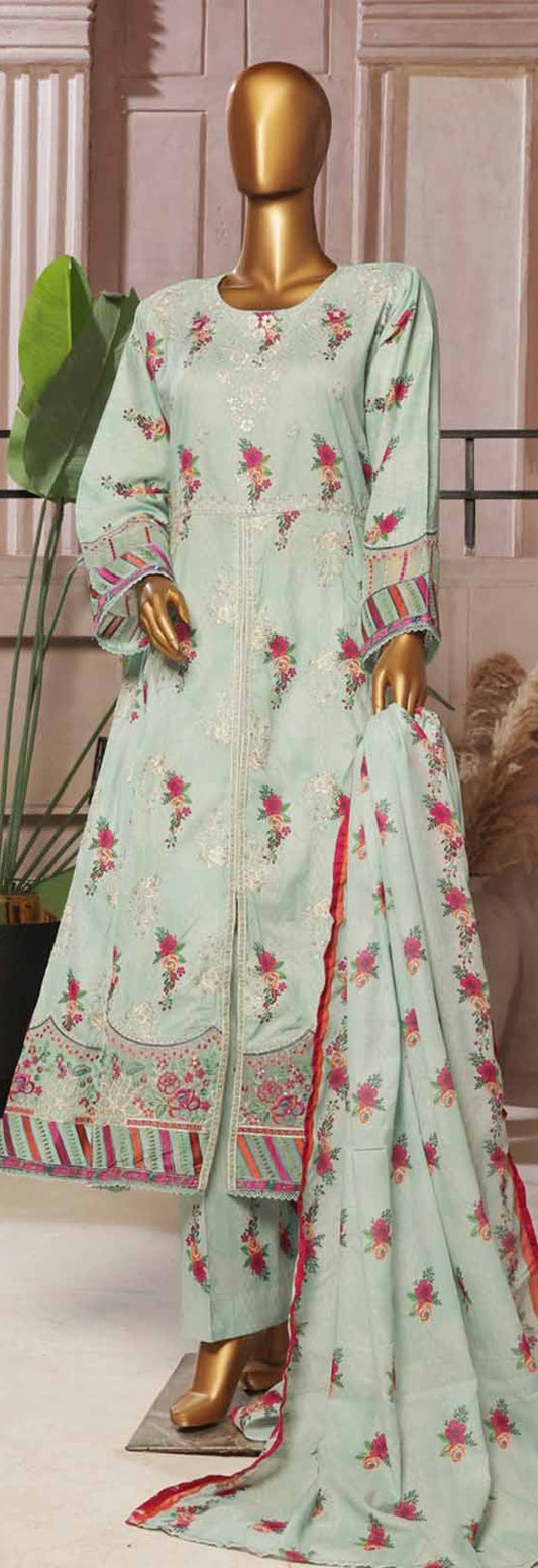 3 Piece Lawn Embroidered Frock Style Suit