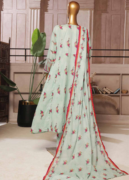 3 Piece Lawn Embroidered Frock Style Suit