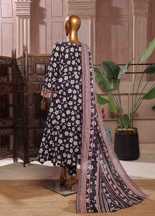 3 Piece Lawn Embroidered Frock Style Suit