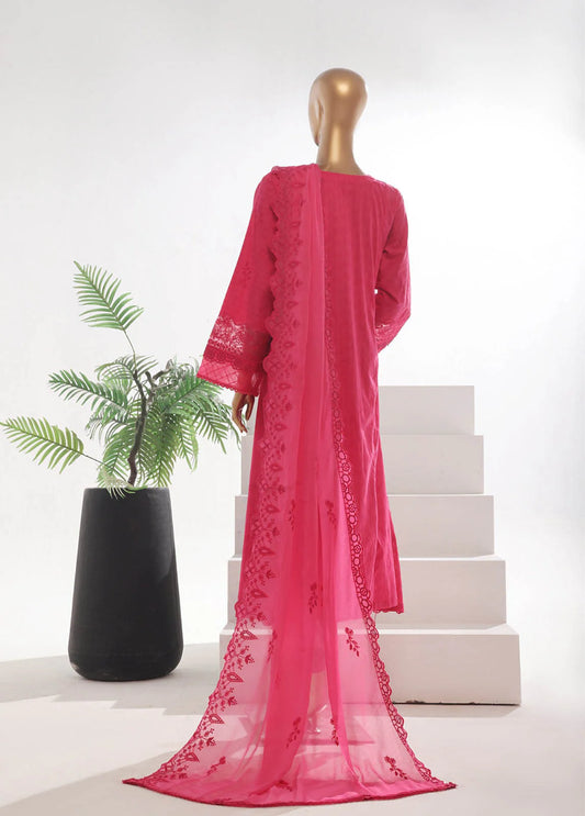 3 Piece Self Lawn Embroidered Frock Style Suit