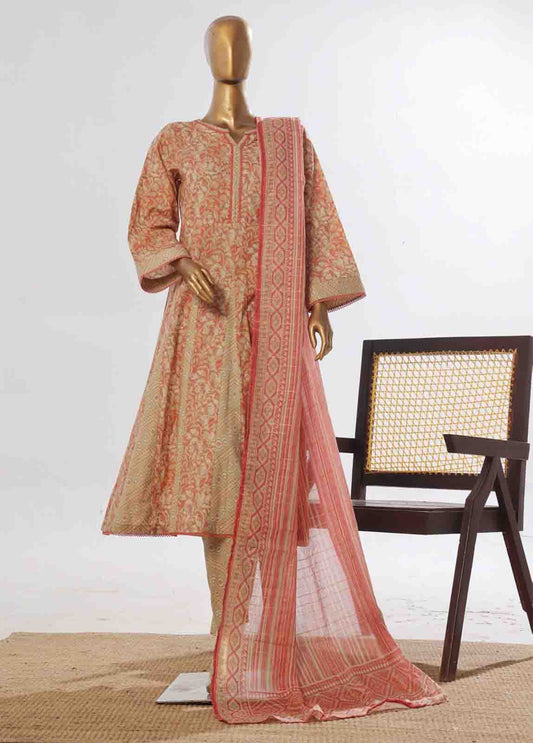 3 Piece Lawn Printed Frock Style Suit