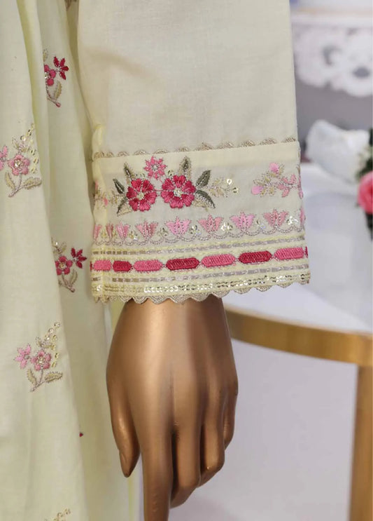 3 Piece Cotton Embroidered Frock Style Suit