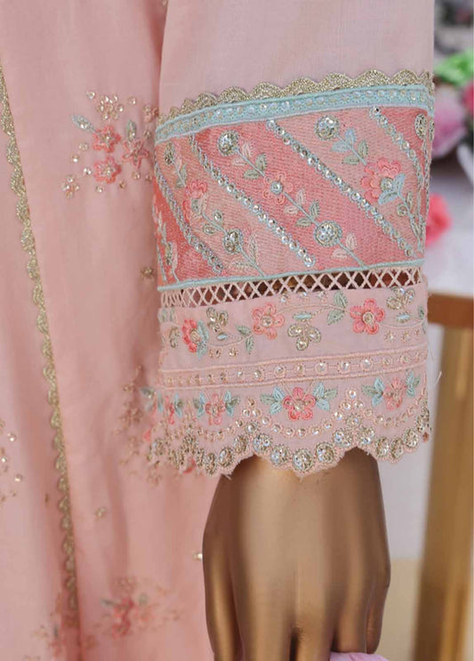 3 Piece Cotton Embroidered Frock Style Suit