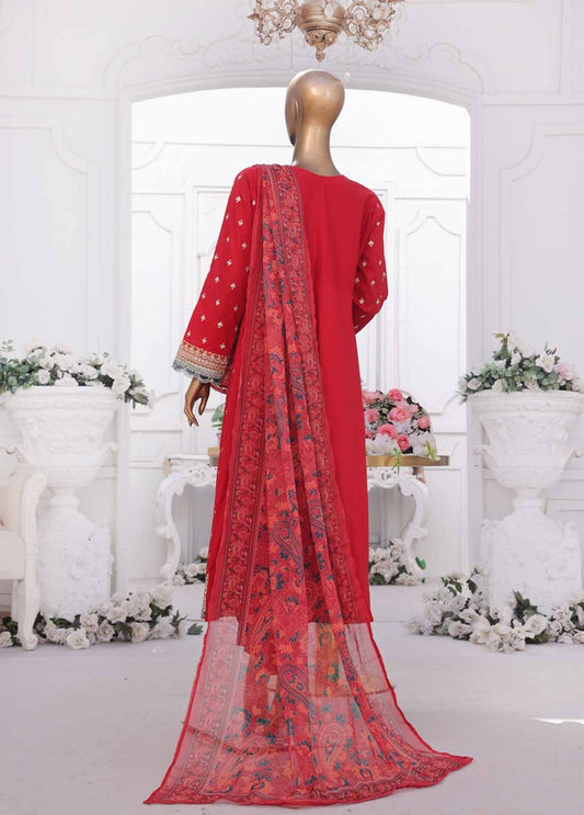 3 Piece Cotton Embroidered Frock Style Suit