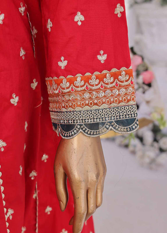 3 Piece Cotton Embroidered Frock Style Suit